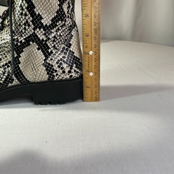 Paolo Trinity Boots Snakeskin Print Moto Combat Lace Up Zipper Size 8 - Picture 6 of 11